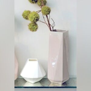 West Elm Faceted Porcelain Vase Dusty Rose